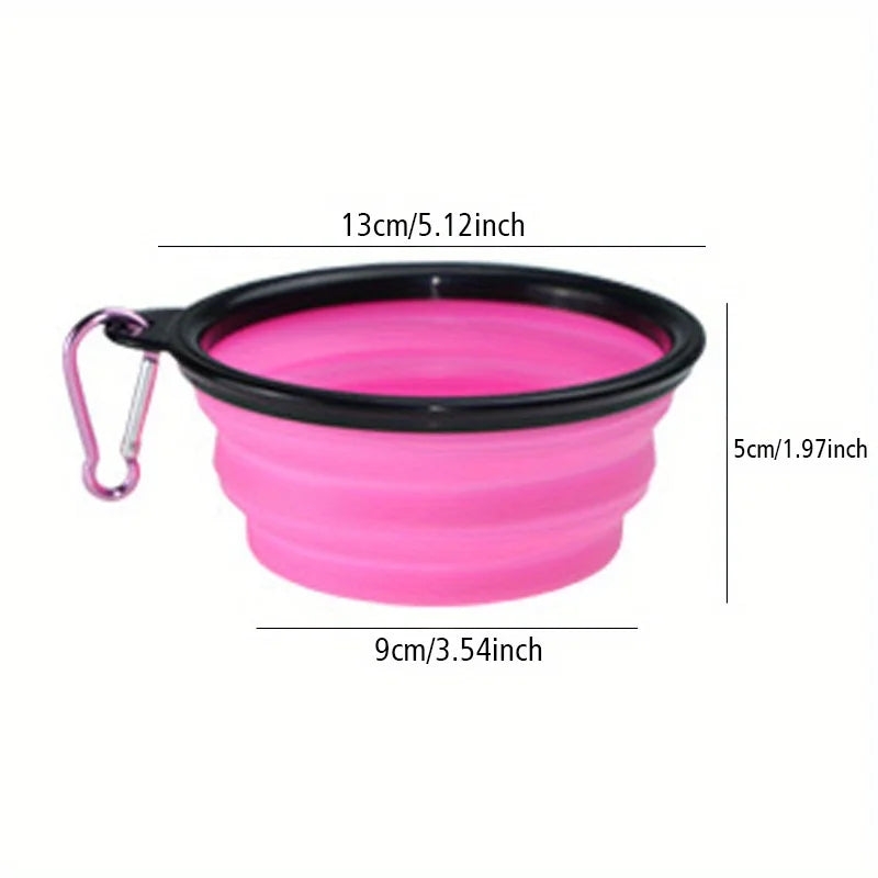 Collapsible Silicone Dog Travel Bowl - Rose Red