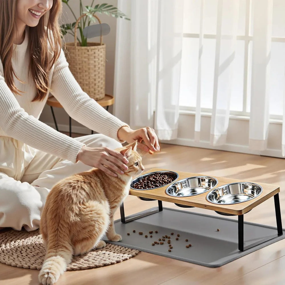 Triple Bowl Stand with Mat