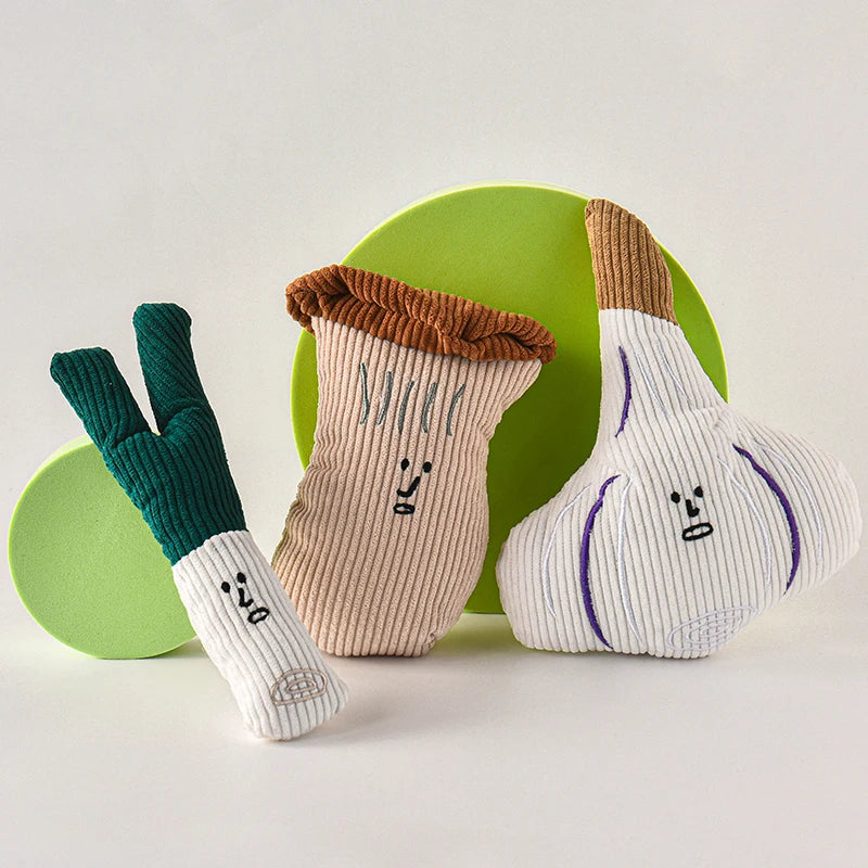 Squeaky Plush Vegetable Dog Toy
