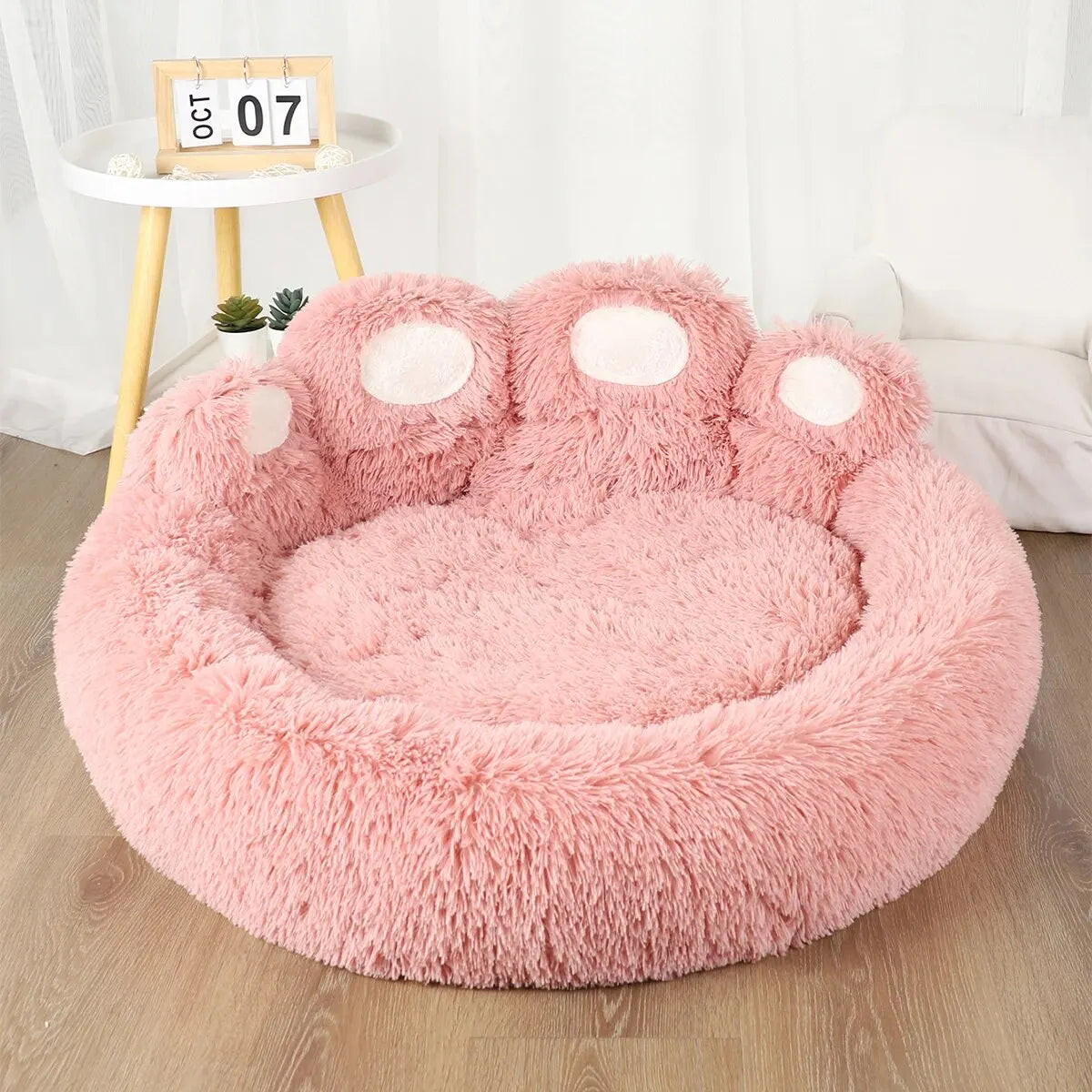 Bear Paw Plush Bed - Pink / S (50 cm)