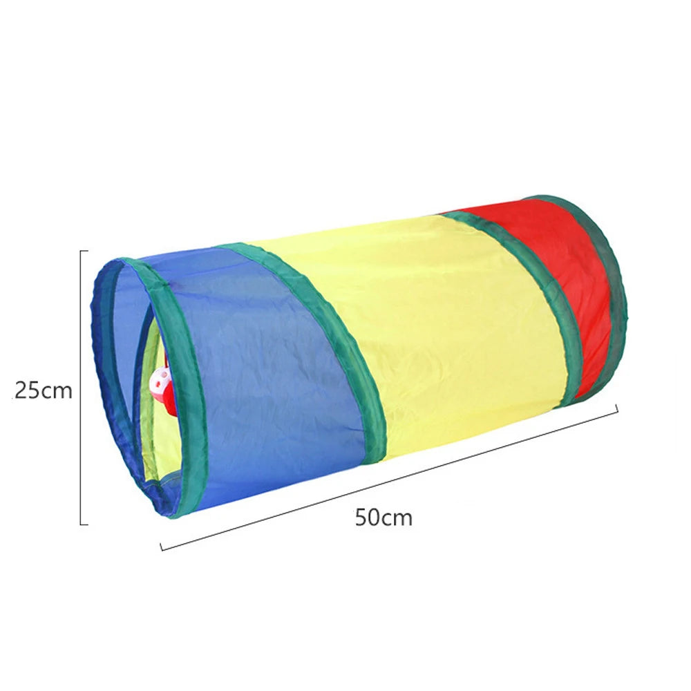 Collapsible Cat Play Tunnel - Rainbow, 50 cm