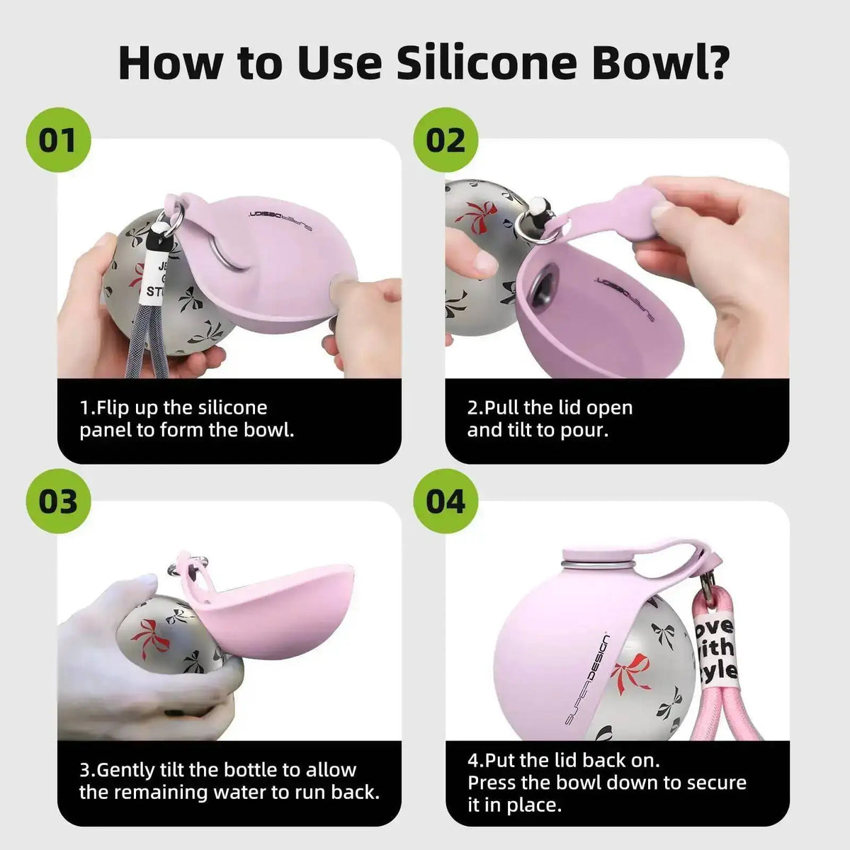 Portable Dog Water Bottle with Fold-Out Bowl