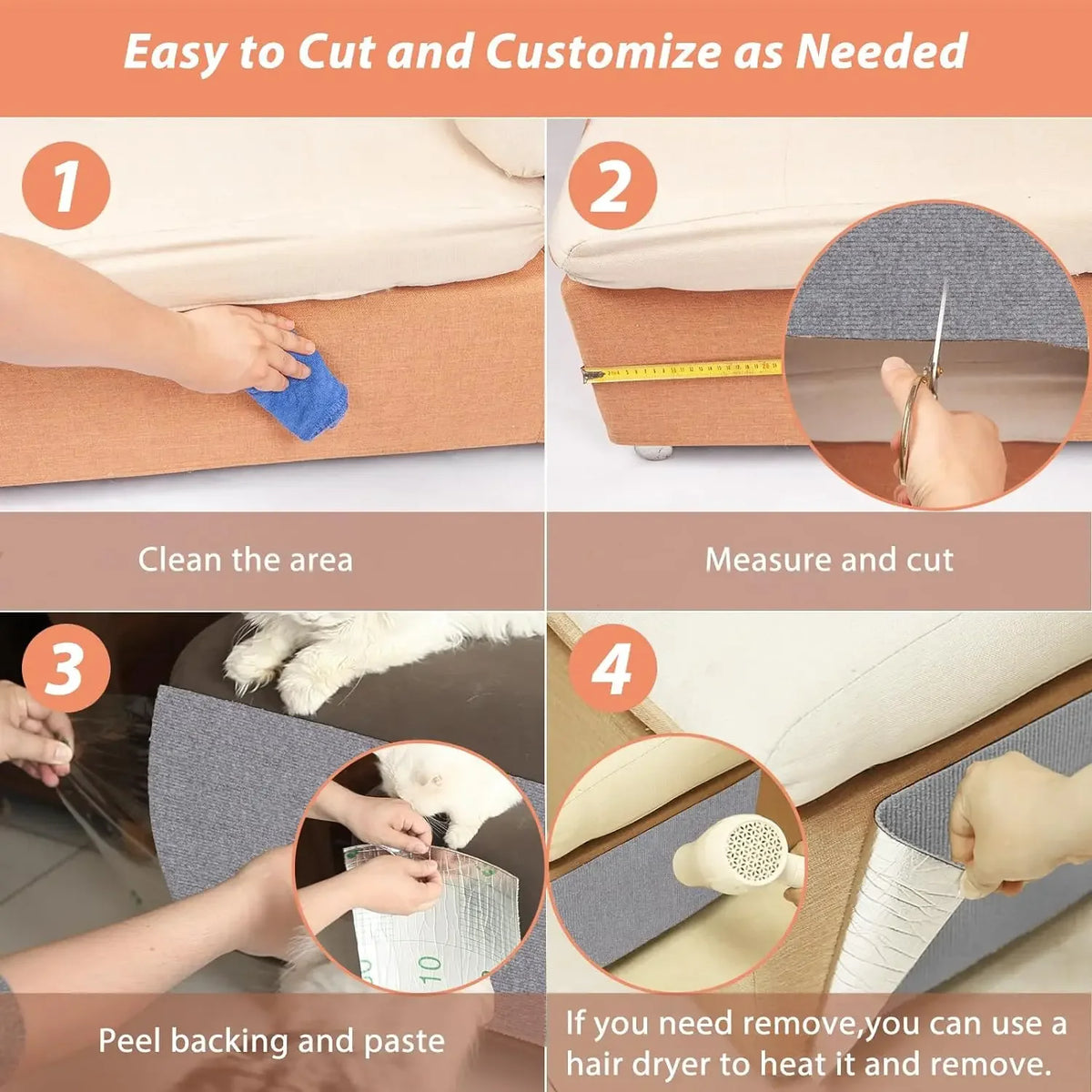 Self-Adhesive Cat Scratching Carpet Roll