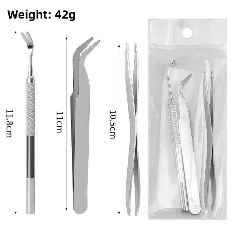 Tick Remover Fork and Tweezers Set - 3-piece set
