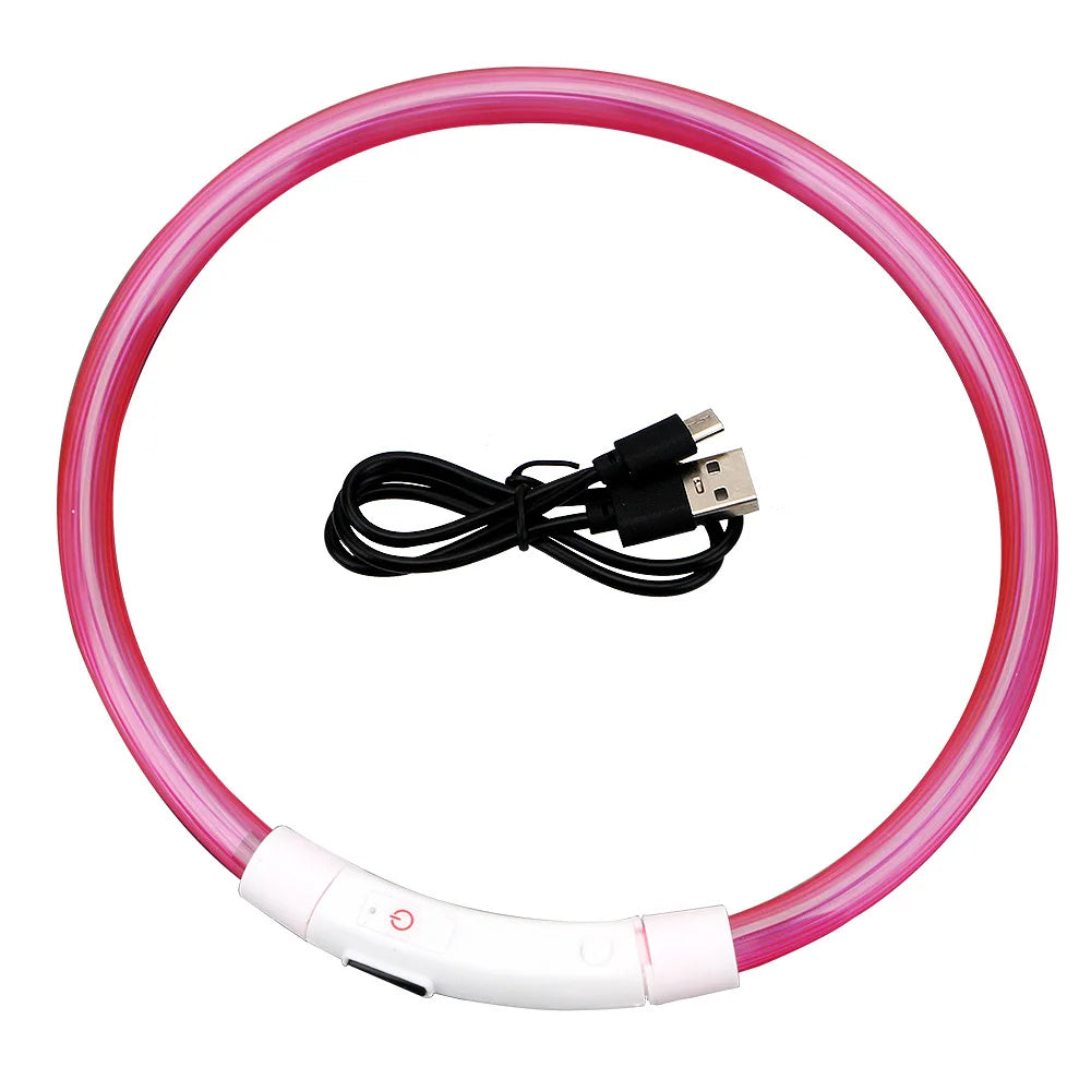 USB Rechargeable LED Dog Collar - Pink