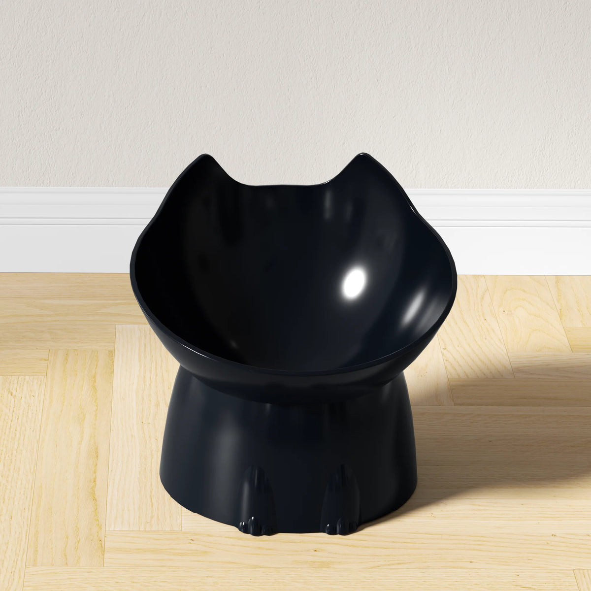 Raised Tilted Cat Bowl - Black