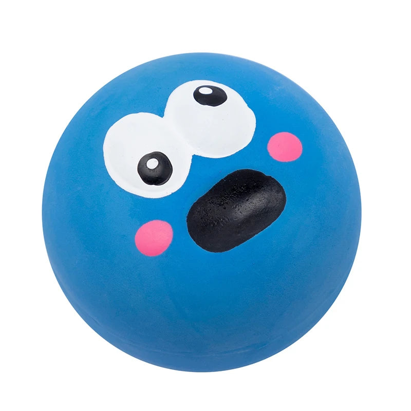Squeaky Rubber Face Ball Dog Toy