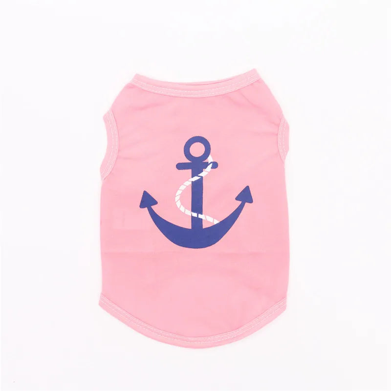 Printed Summer Vest for Small Dogs - Rose Anchor / XS (0.6 to 1.2 kg)