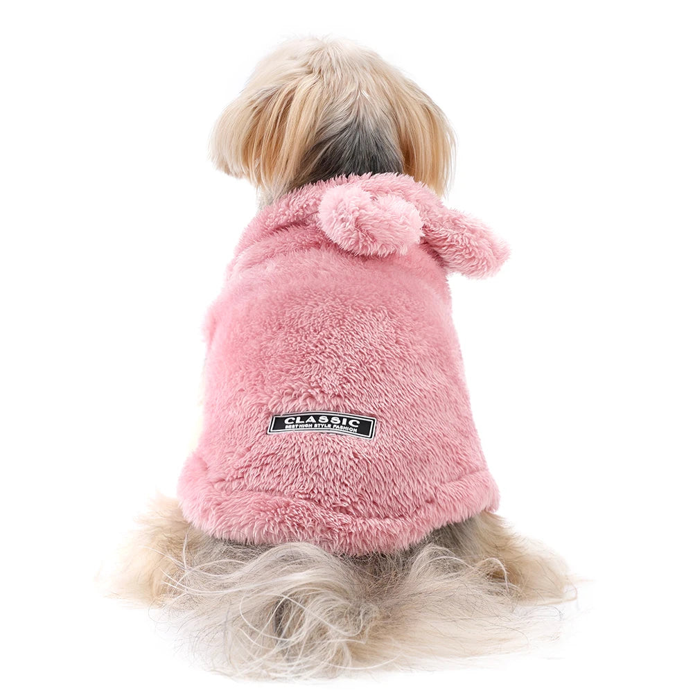 Plush Coat with Bunny Ears for Small Dogs