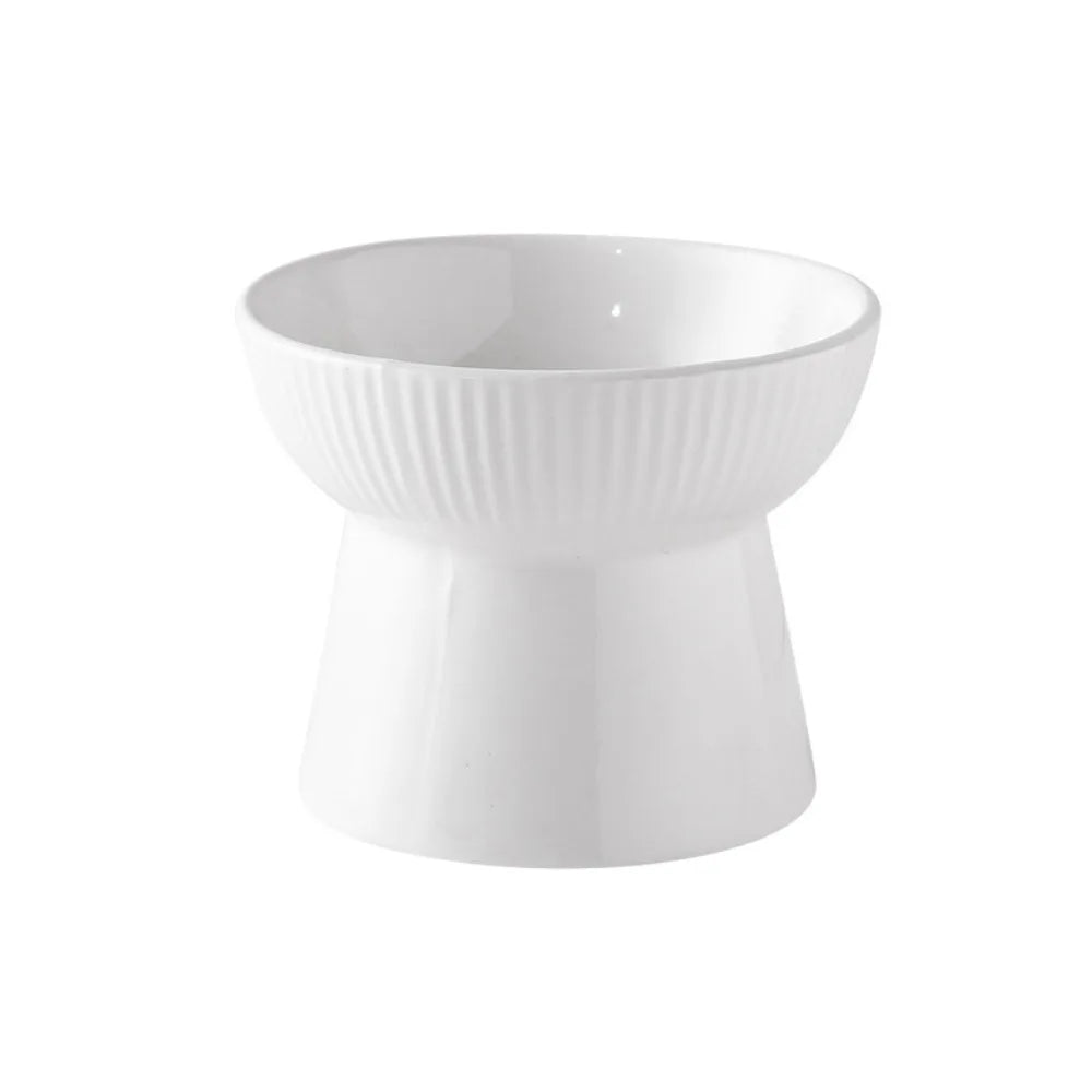 Raised Ceramic Cat Bowl - White