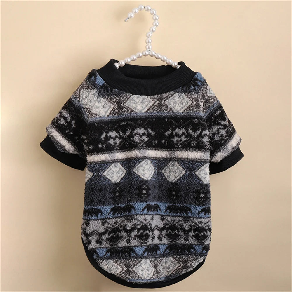 Patterned Fleece Jumper for Small Dogs - Black Symbol / XS (chest 30 cm)