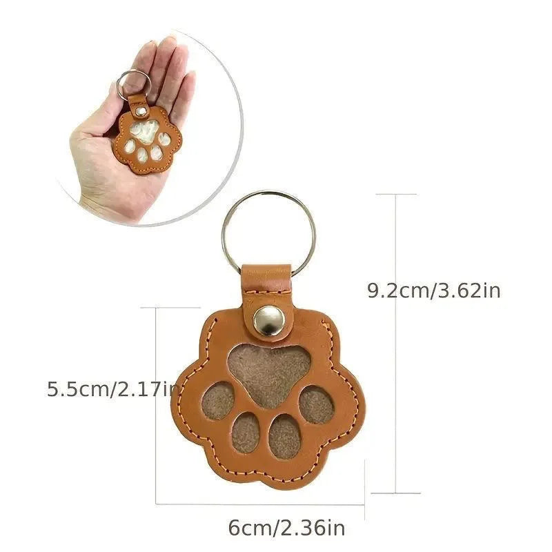Leather Paw Fur Keepsake Locket Keyring