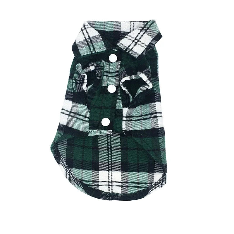 Plaid Cotton Shirt for Small Dogs - Green / XS