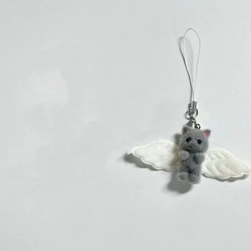 Angel Wings Kitty Heart Keyring
