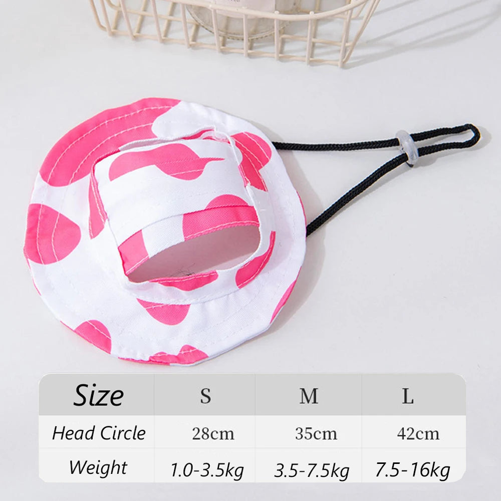 Printed Sun Cap for Dogs - Pink Cow / S (1 to 3.5 kg)