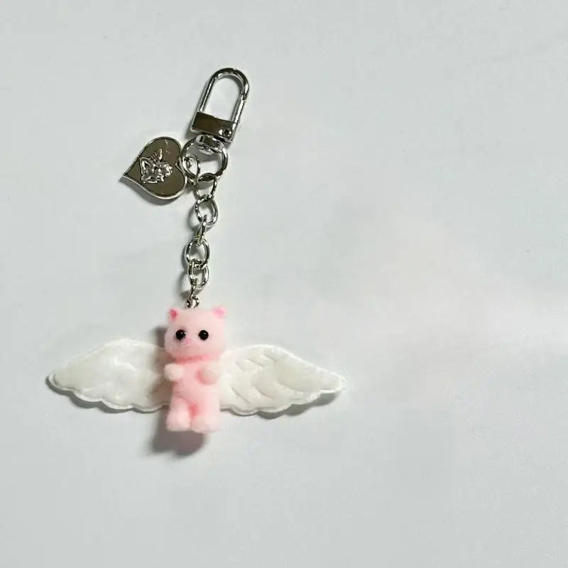 Angel Wings Kitty Heart Keyring