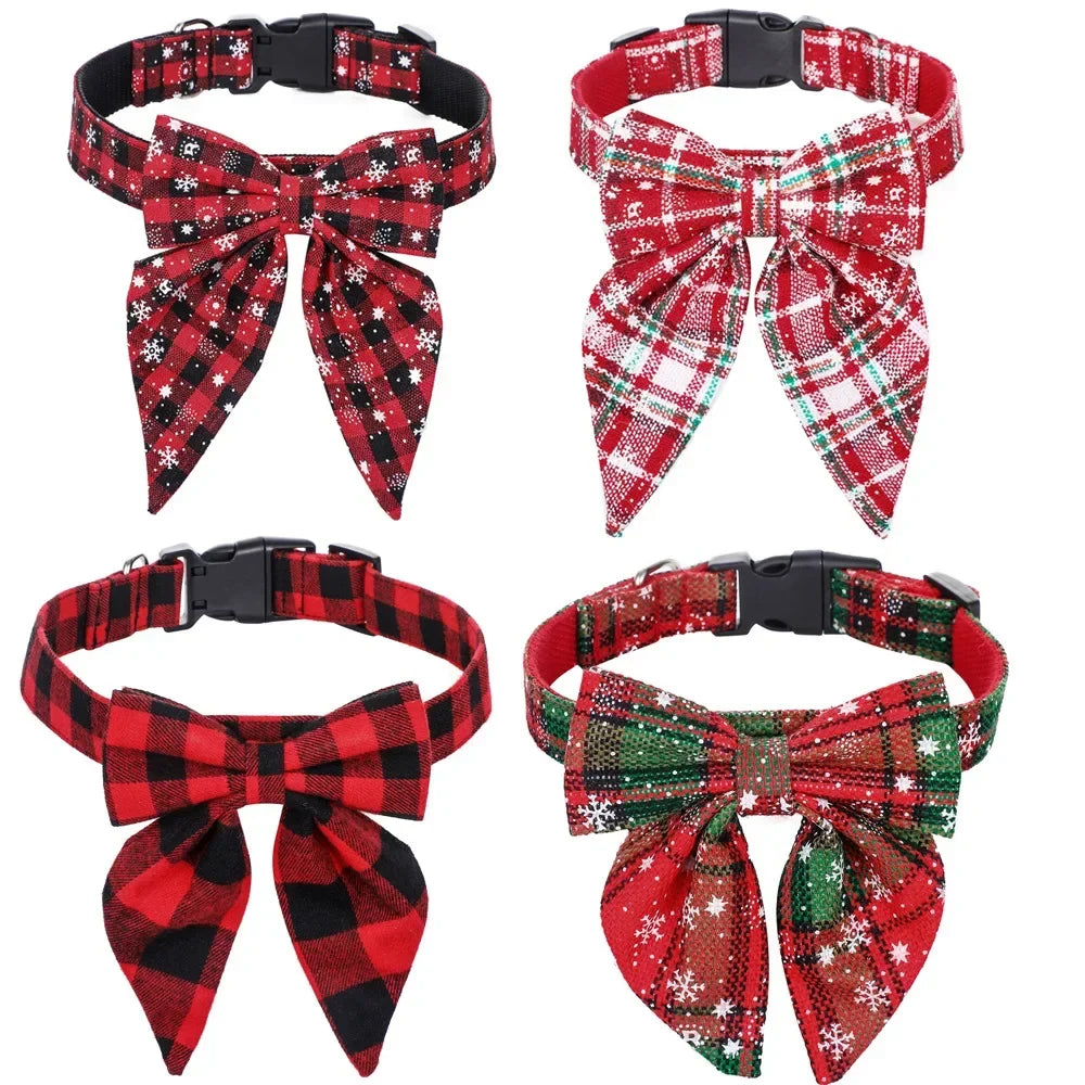 Christmas Bow Tie Dog Collar