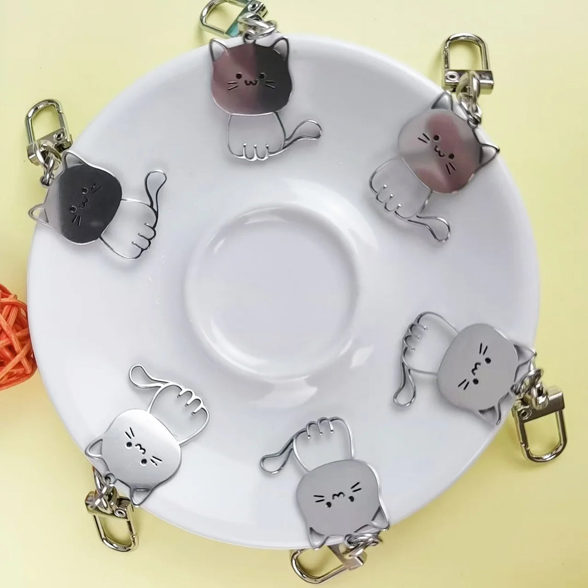 Cat & Fish Steel Keyring