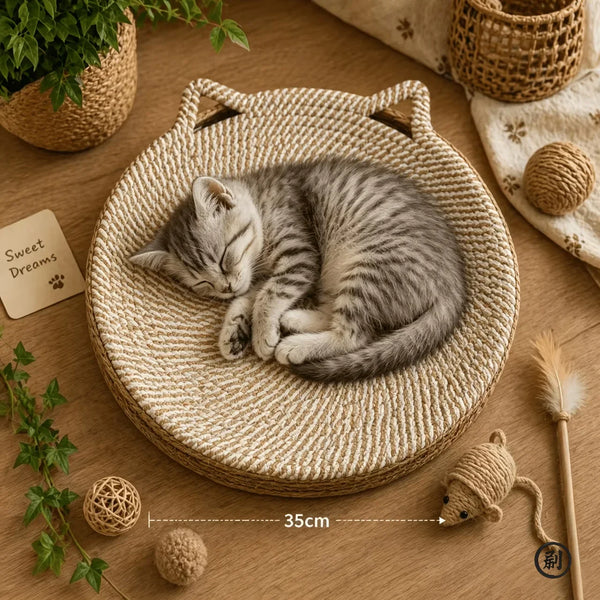 Round Woven Cat Scratcher Bed