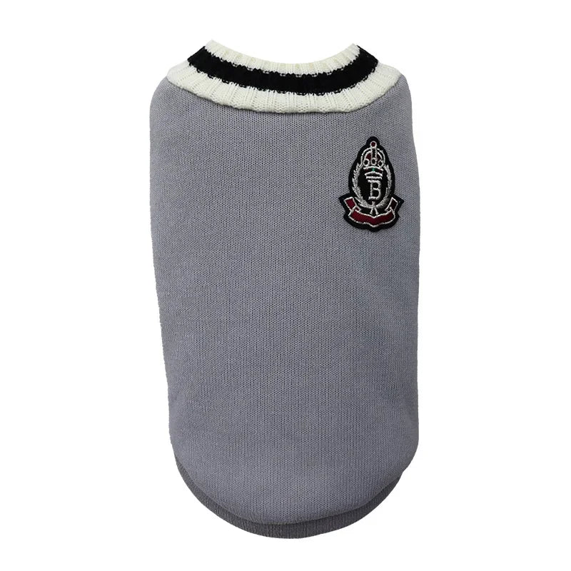 Varsity Knit Jumper for Cats and Small Dogs - Gray / XS