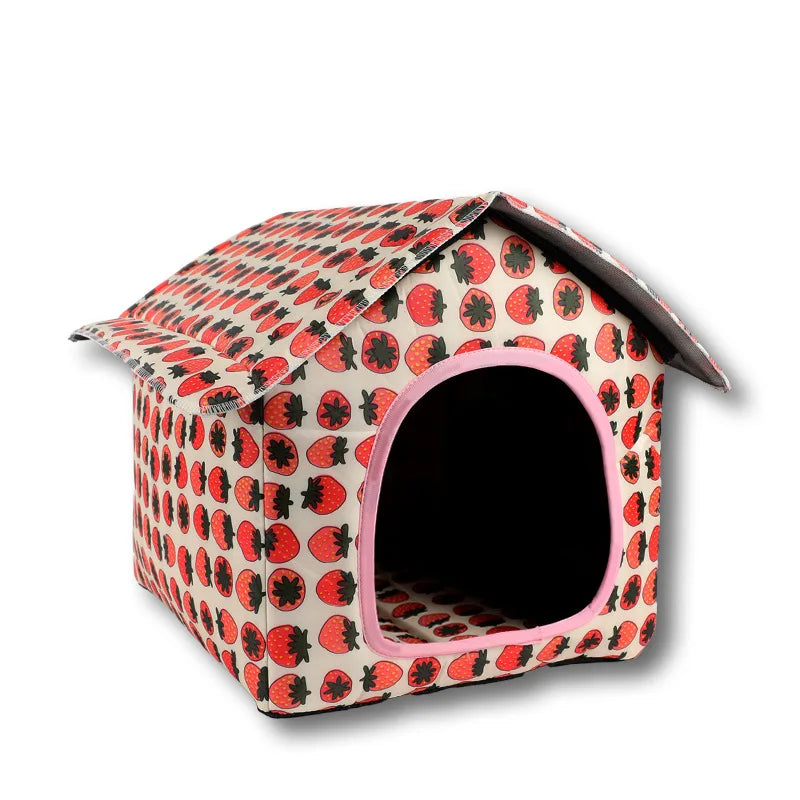 Foldable Printed Pet House - Red / S