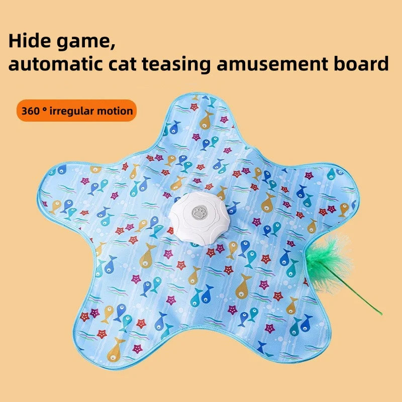 Cat Hunting Mat with Spinning Feather Toy