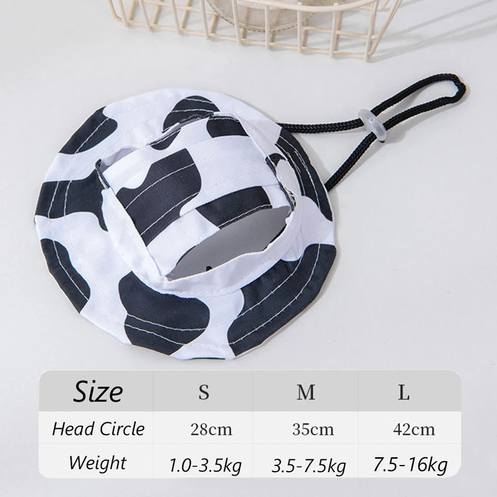 Printed Sun Cap for Dogs - Black Cow / S (1 to 3.5 kg)