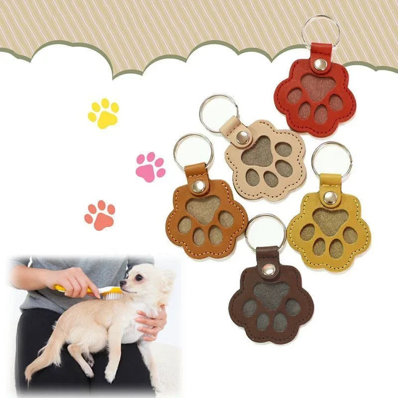 Leather Paw Fur Keepsake Locket Keyring