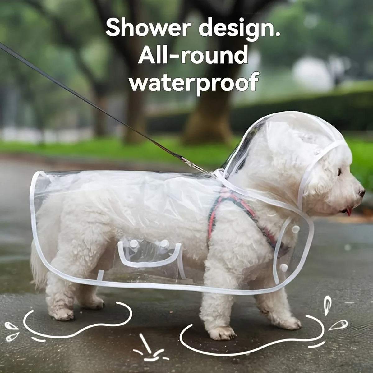 Clear Hooded Dog Raincoat - S