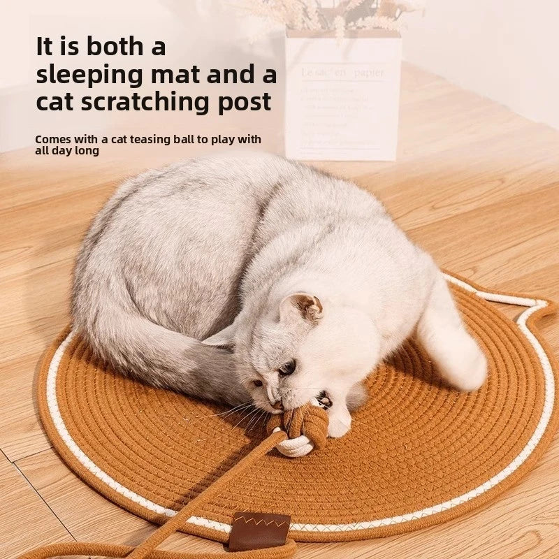 Round Rope Scratching Mat with Ball