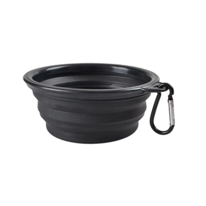 Collapsible Silicone Travel Bowl with Clip - Black