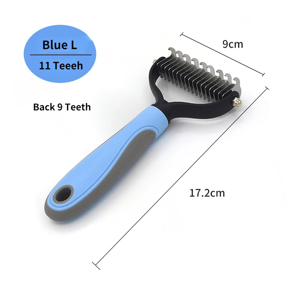 Double-sided deshedding and dematting brush - Blue