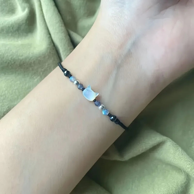 Woven Black & White Cat Bracelet