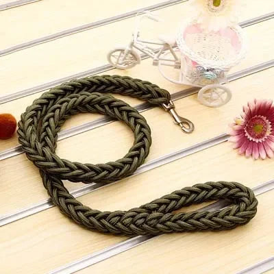 Heavy-Duty Braided Dog Lead, 1.3 m - Army Green / M Width 1.5 cm