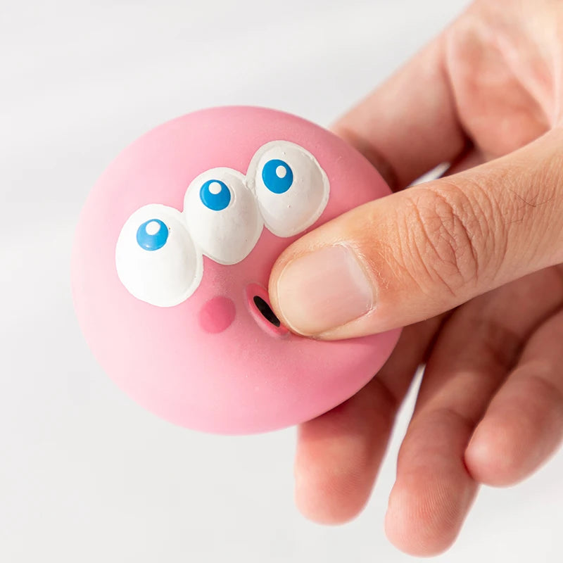 Squeaky Rubber Face Ball Dog Toy