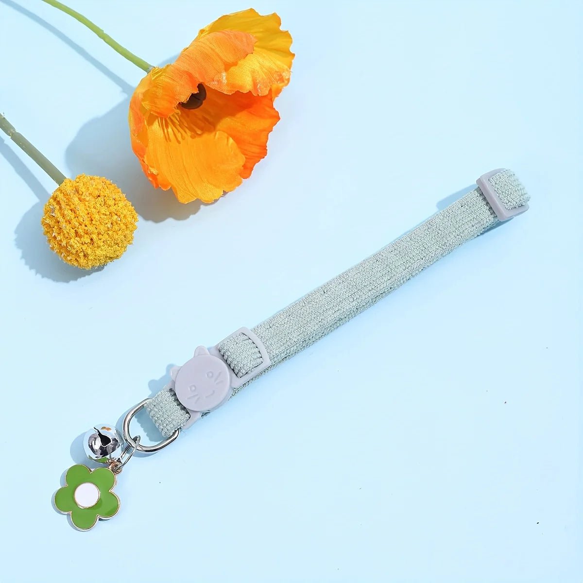 Cat Collar with Bell and Flower Charm