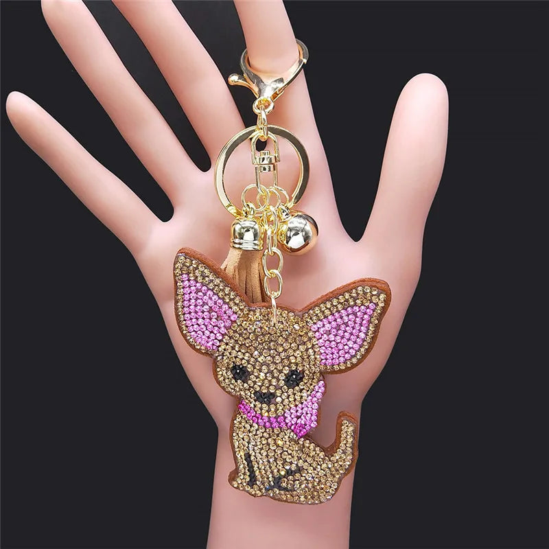Crystal Cat & Dog Keyring