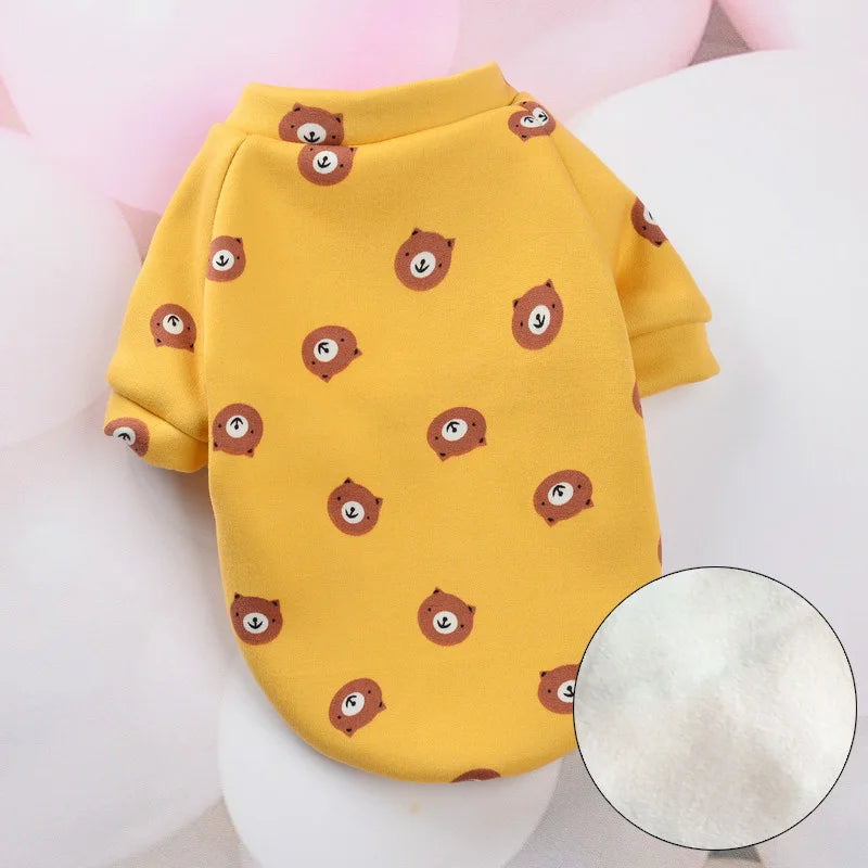 Printed Fleece Top for Sphynx Cats - Yellow Bear / XS