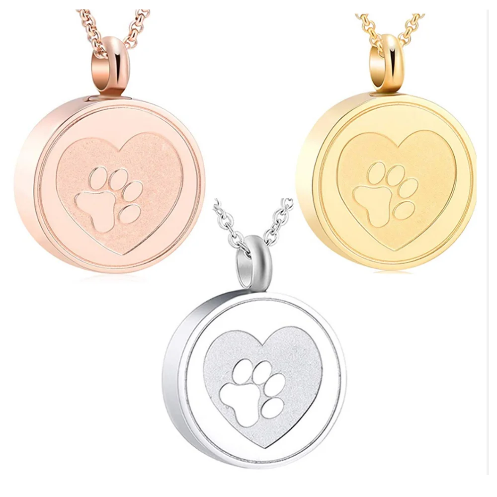 Paw Print Heart Keepsake Locket Necklace