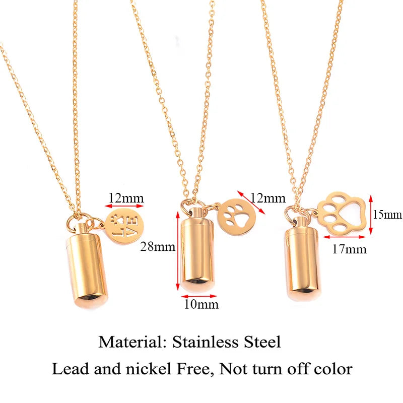 Paw Charm & Cylinder Keepsake Urn Necklace