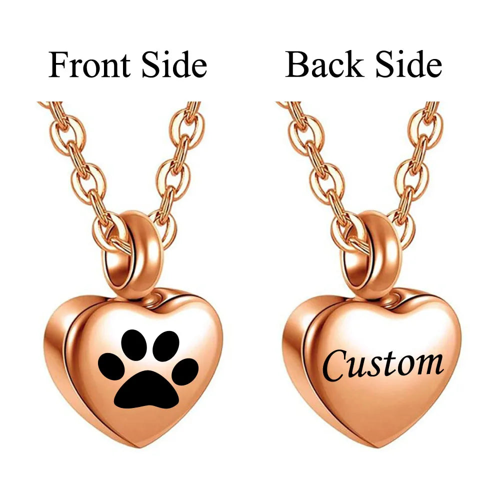 Small Heart & Paws Keepsake Urn Necklace