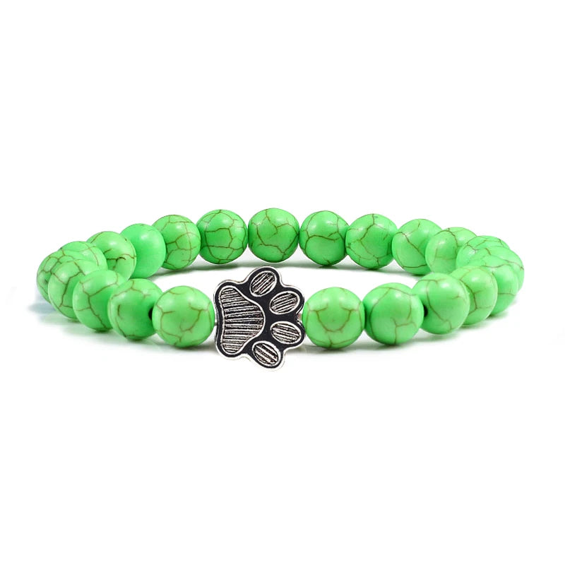 Cat Paw Lava Stone Bead Bracelet