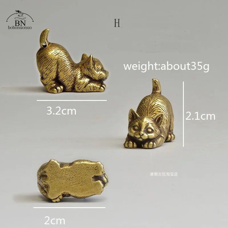 Mini Brass Cat Figurines