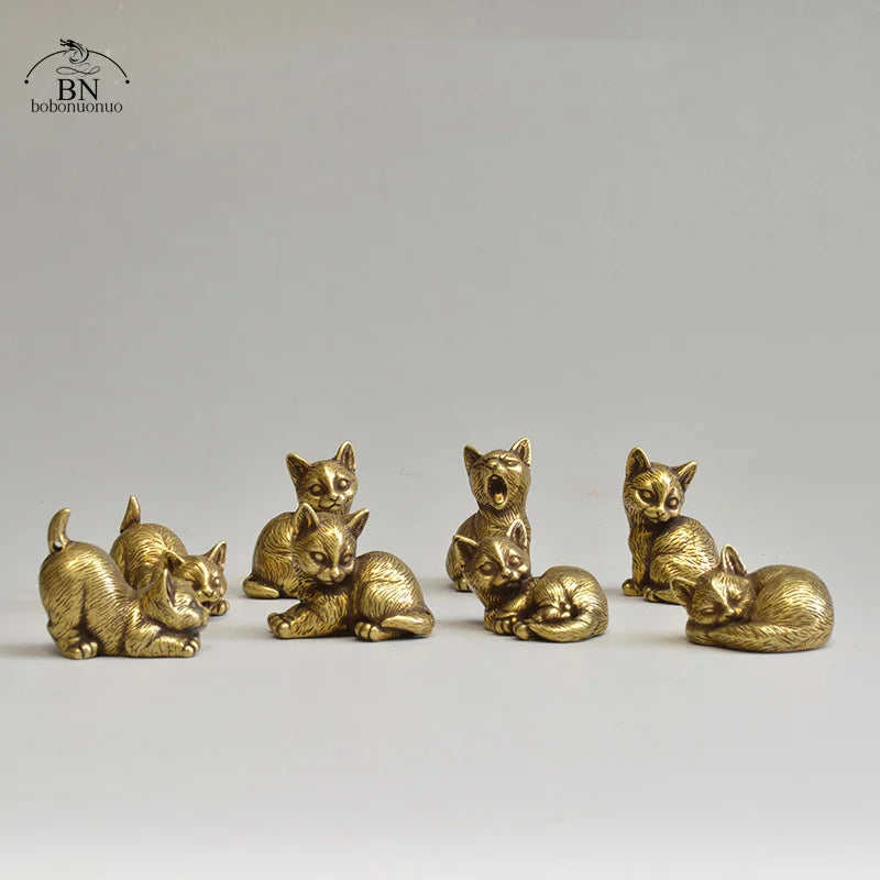 Mini Brass Cat Figurines