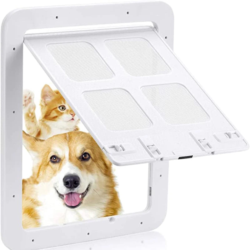 Magnetic Pet Flap for Screen Doors - White / Large, 46 x 36 cm