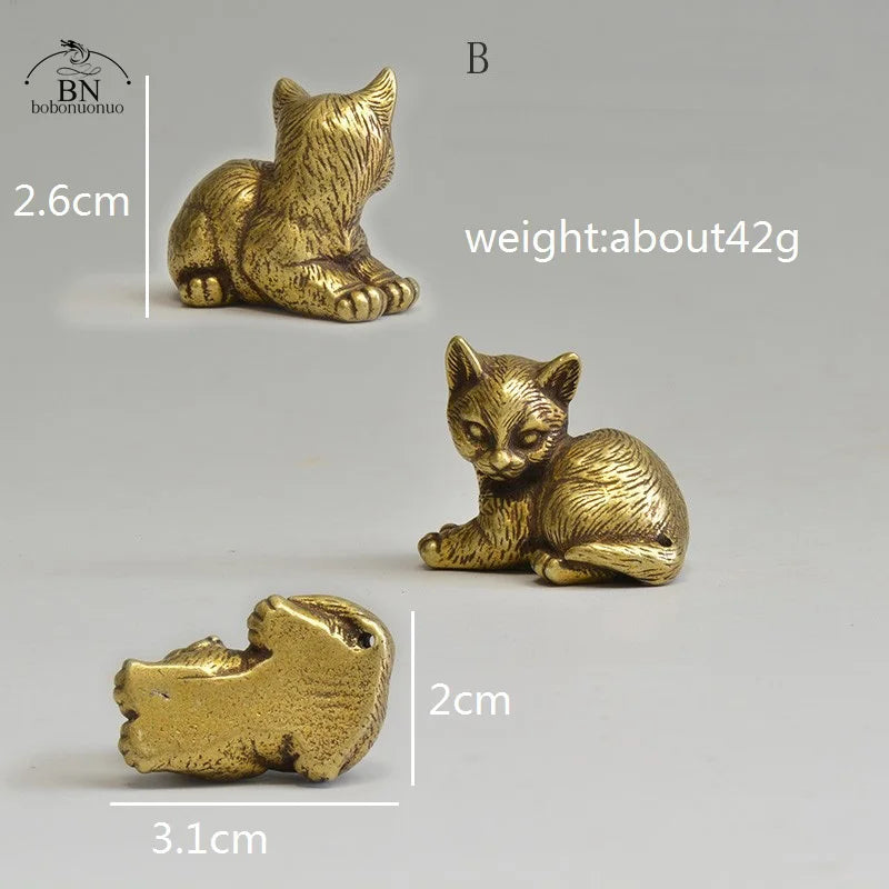 Mini Brass Cat Figurines