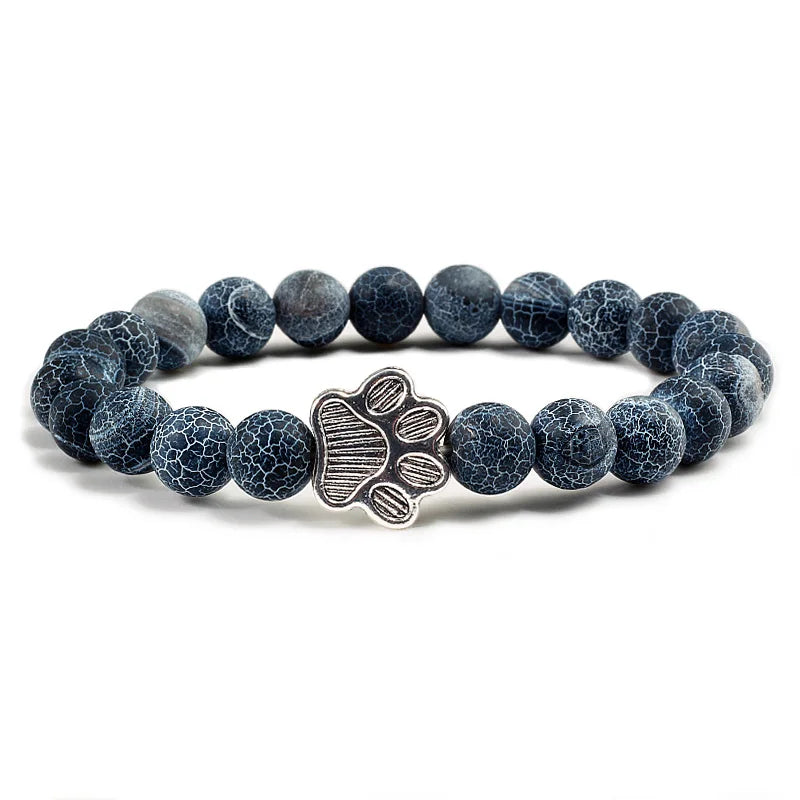Cat Paw Lava Stone Bead Bracelet