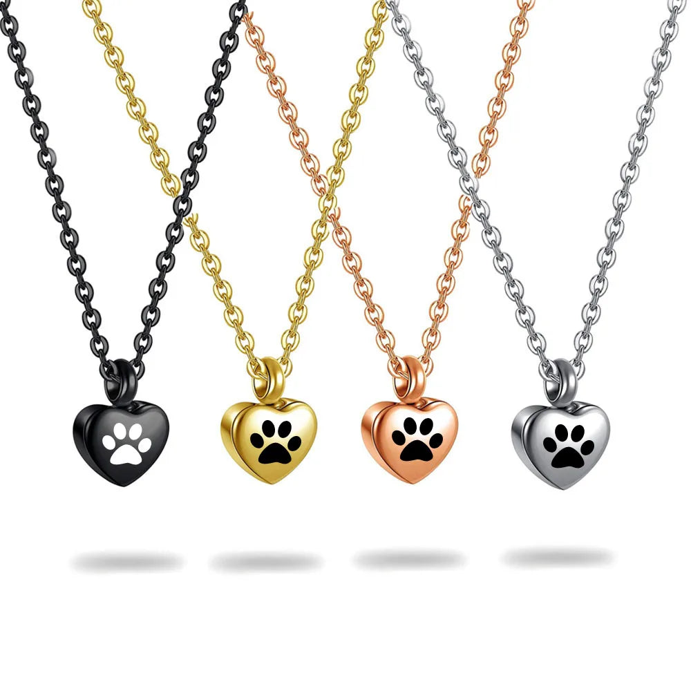 Small Heart & Paws Keepsake Urn Necklace
