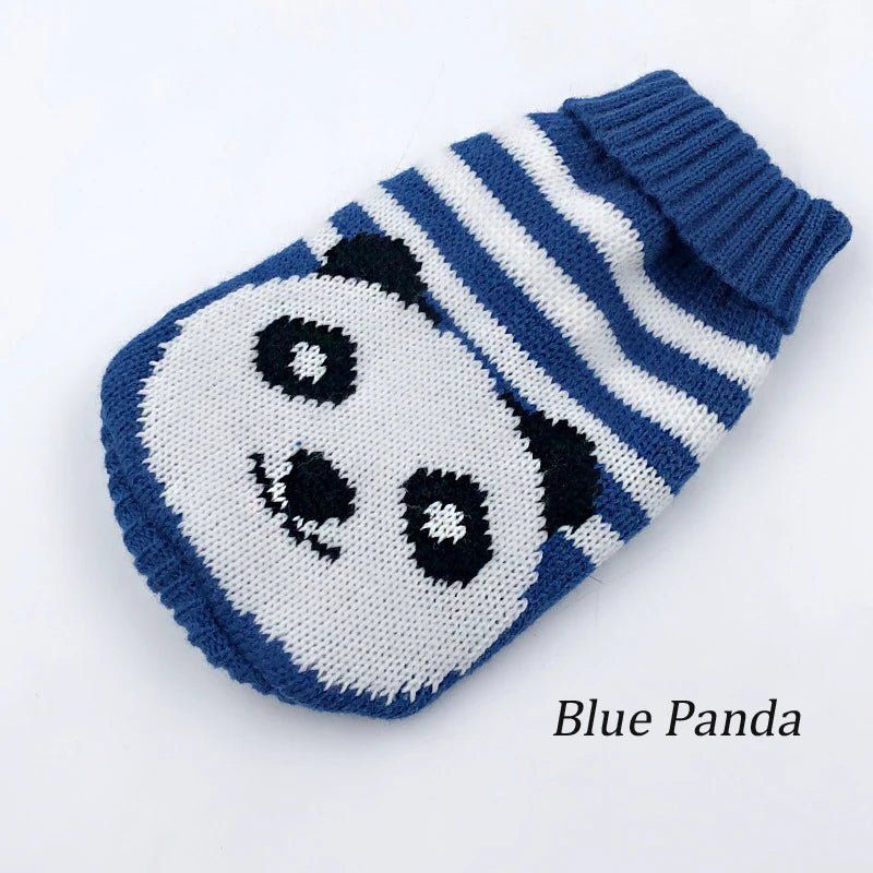 Christmas and Winter Jumper for Small Dogs and Cats - Blue Panda / XL