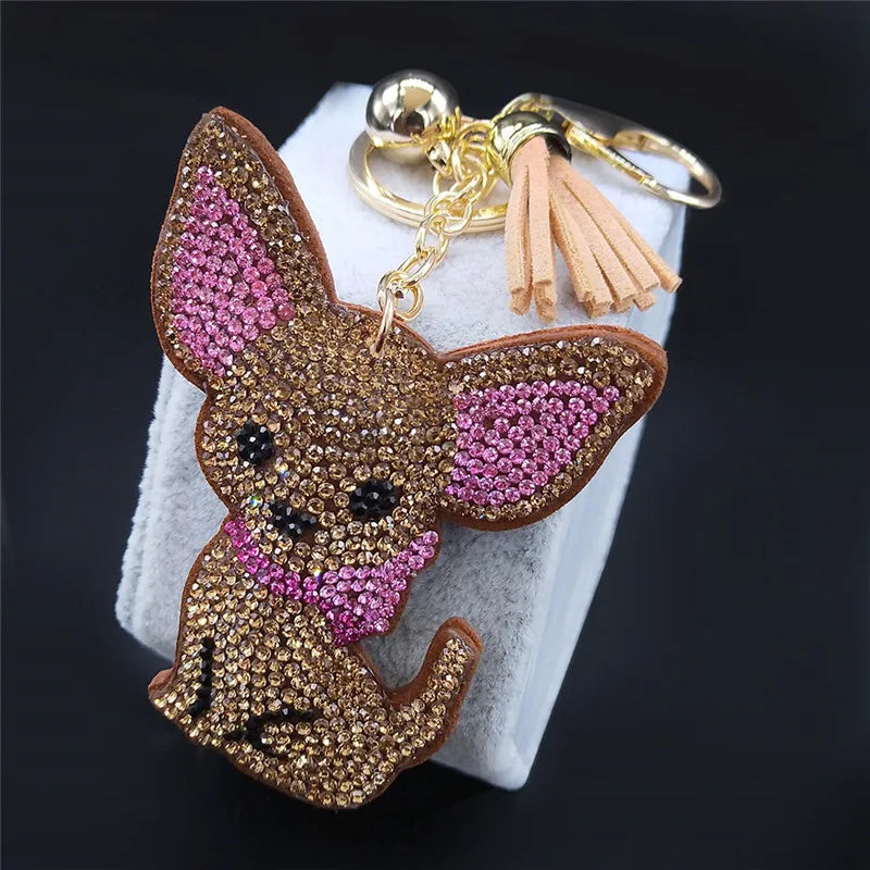 Crystal Cat & Dog Keyring